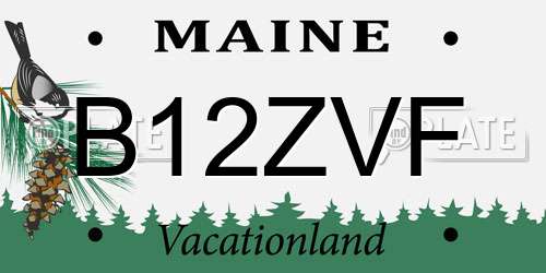 B12ZVF Maine License Plate