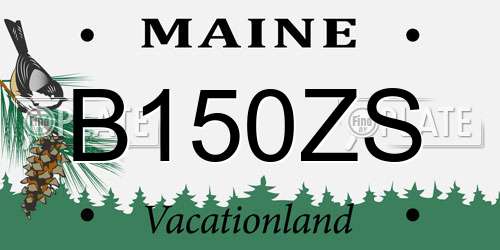 B150ZS Maine License Plate