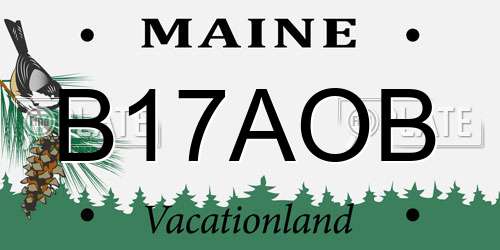 B17AOB Maine License Plate