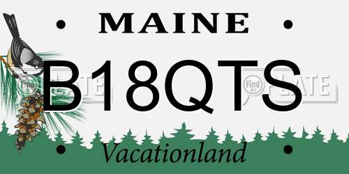 B18QTS Maine License Plate