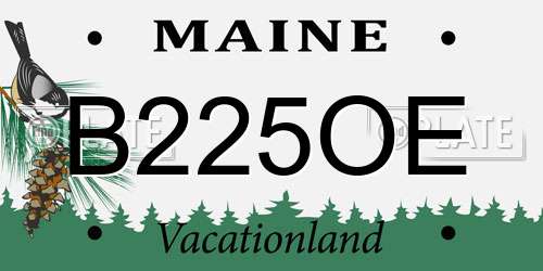 B225OE Maine License Plate
