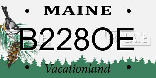 B228OE Maine License Plate