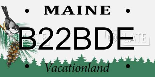 B22BDE Maine License Plate