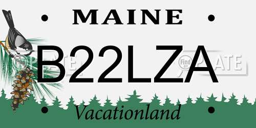 B22LZA Maine License Plate