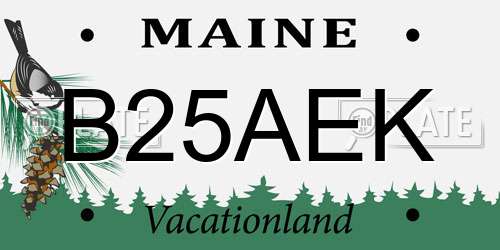 B25AEK Maine License Plate