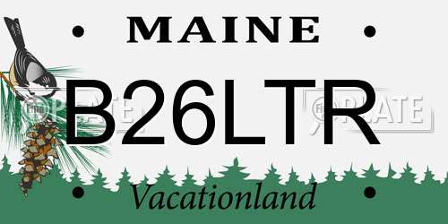 B26LTR Maine License Plate