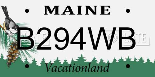 B294WB Maine License Plate
