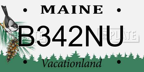 B342NU Maine License Plate