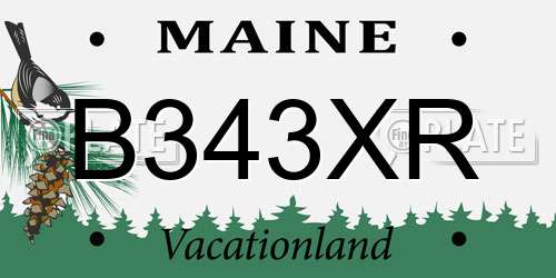 B343XR Maine License Plate