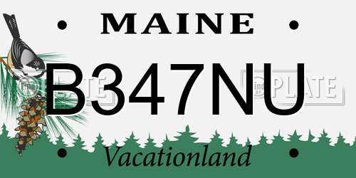 B347NU Maine License Plate