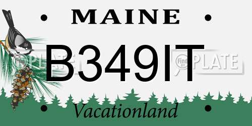 B349IT Maine License Plate