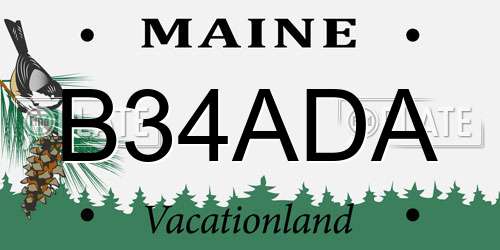 B34ADA Maine License Plate