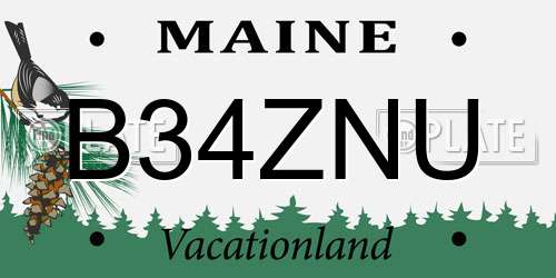 B34ZNU Maine License Plate