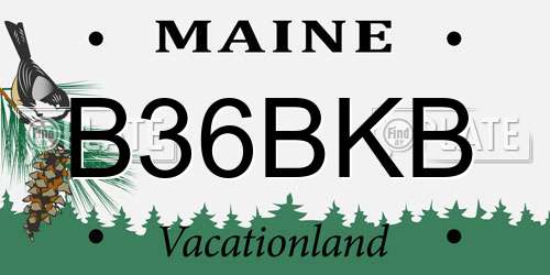 B36BKB Maine License Plate
