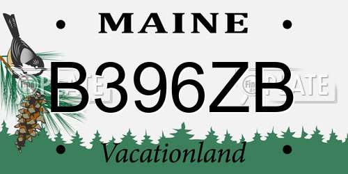 B396ZB Maine License Plate