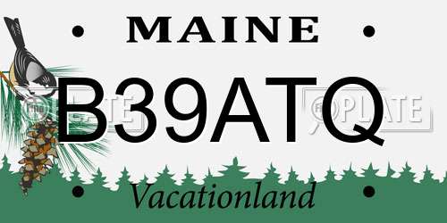 B39ATQ Maine License Plate