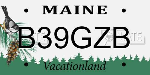 B39GZB Maine License Plate