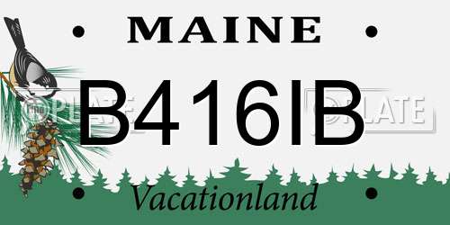 B416IB Maine License Plate