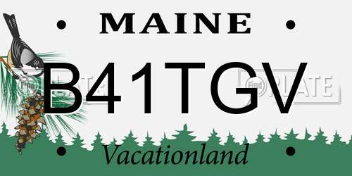 B41TGV Maine License Plate