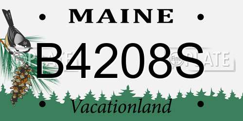 B4208S Maine License Plate