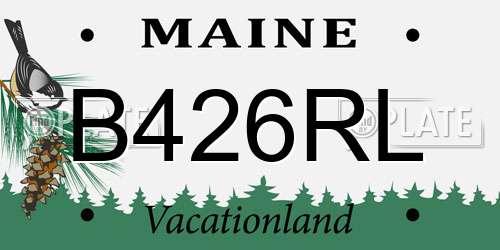 B426RL Maine License Plate