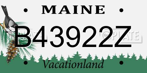 B43922Z Maine License Plate