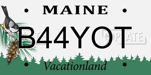 B44YOT Maine License Plate