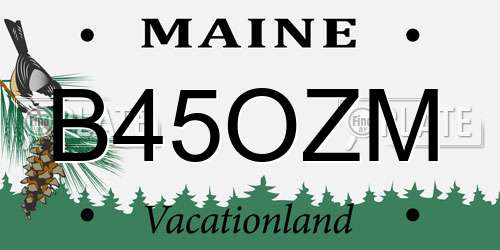 B45OZM Maine License Plate