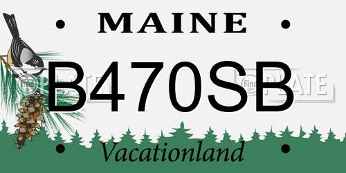 B470SB Maine License Plate