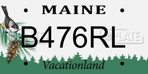 B476RL Maine License Plate