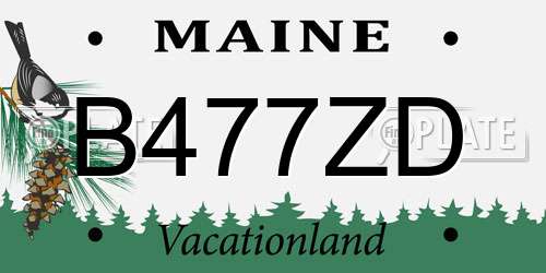 B477ZD Maine License Plate
