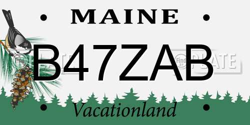 B47ZAB Maine License Plate