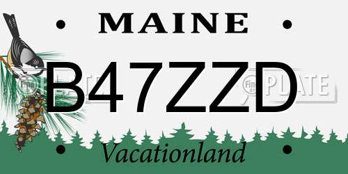 B47ZZD Maine License Plate