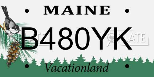 B480YK Maine License Plate