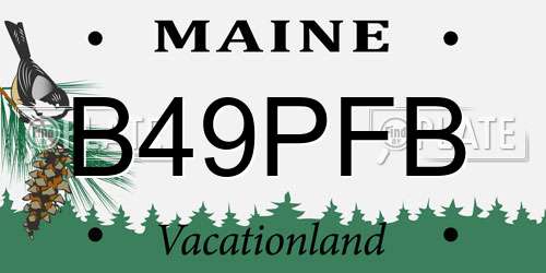 B49PFB Maine License Plate