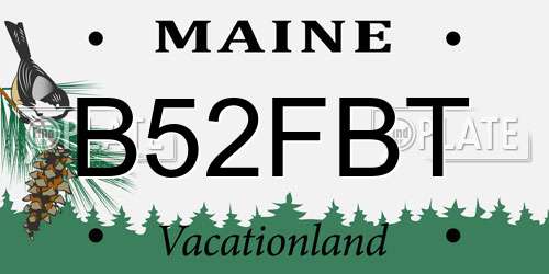 B52FBT Maine License Plate