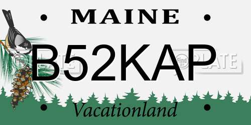 B52KAP Maine License Plate