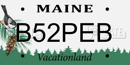 B52PEB Maine License Plate
