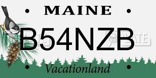 B54NZB Maine License Plate