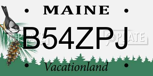 B54ZPJ Maine License Plate