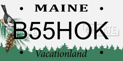B55HOK Maine License Plate