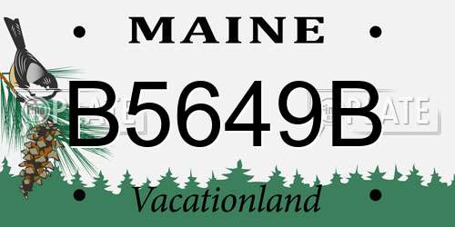 B5649B Maine License Plate