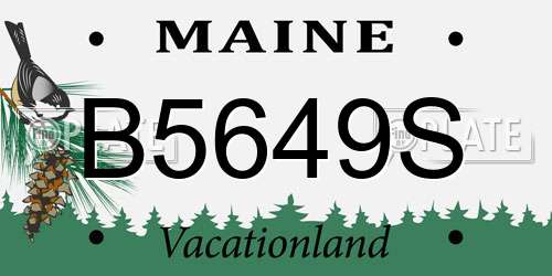 B5649S Maine License Plate