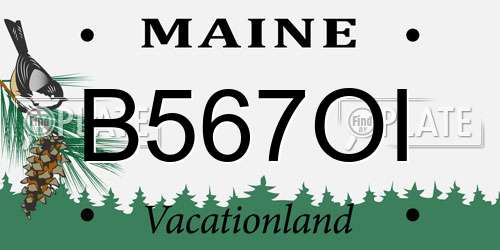 B567OI Maine License Plate