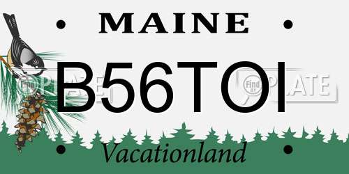 B56TOI Maine License Plate