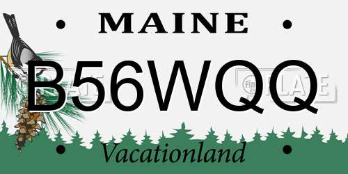 B56WQQ Maine License Plate