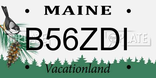 B56ZDI Maine License Plate