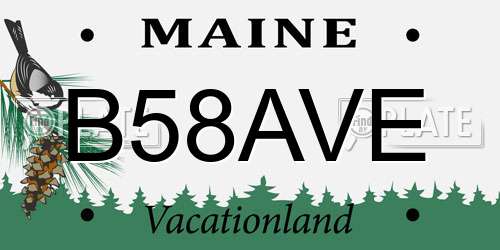 B58AVE Maine License Plate