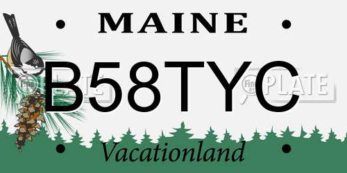 B58TYC Maine License Plate