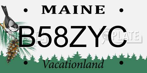 B58ZYC Maine License Plate